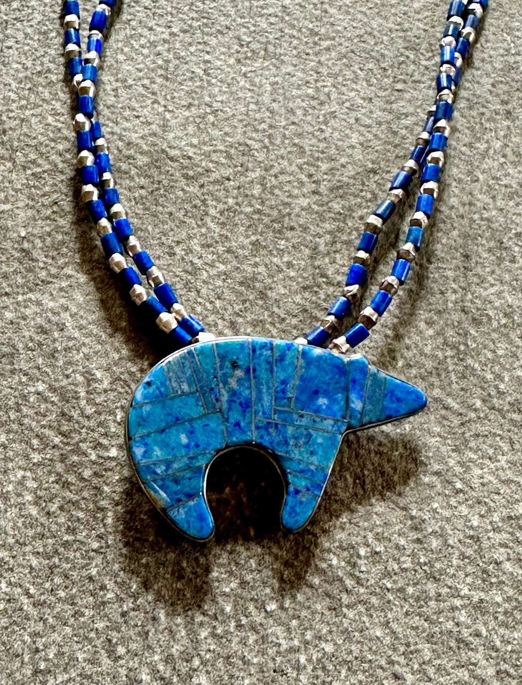 "Bear" Lapis and Silver Necklace by Carolyn Roberts