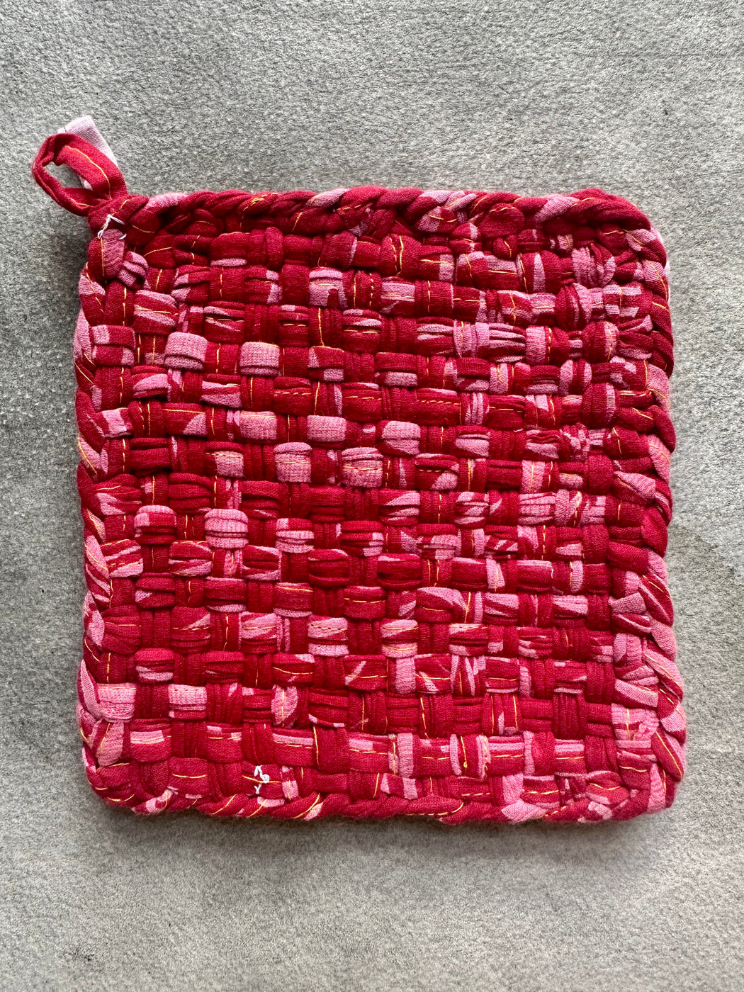 Woven Cotton Sari Potholders - Reds