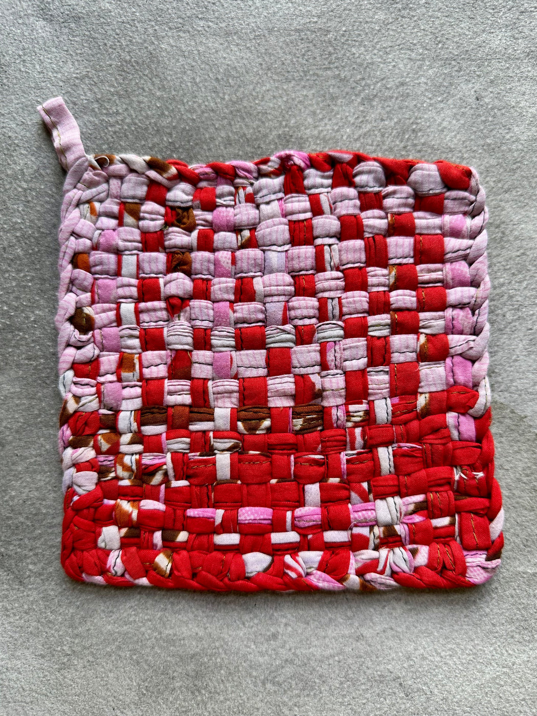 Woven Cotton Sari Potholders - Reds