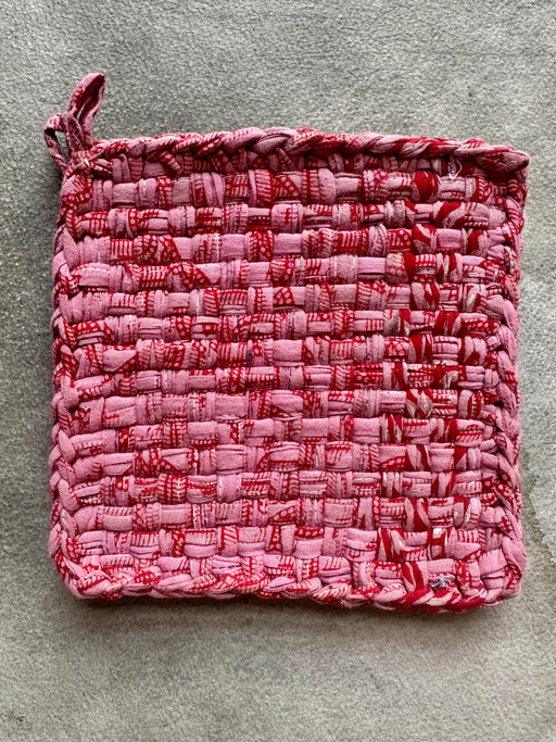 Woven Cotton Sari Potholders - Raspberry