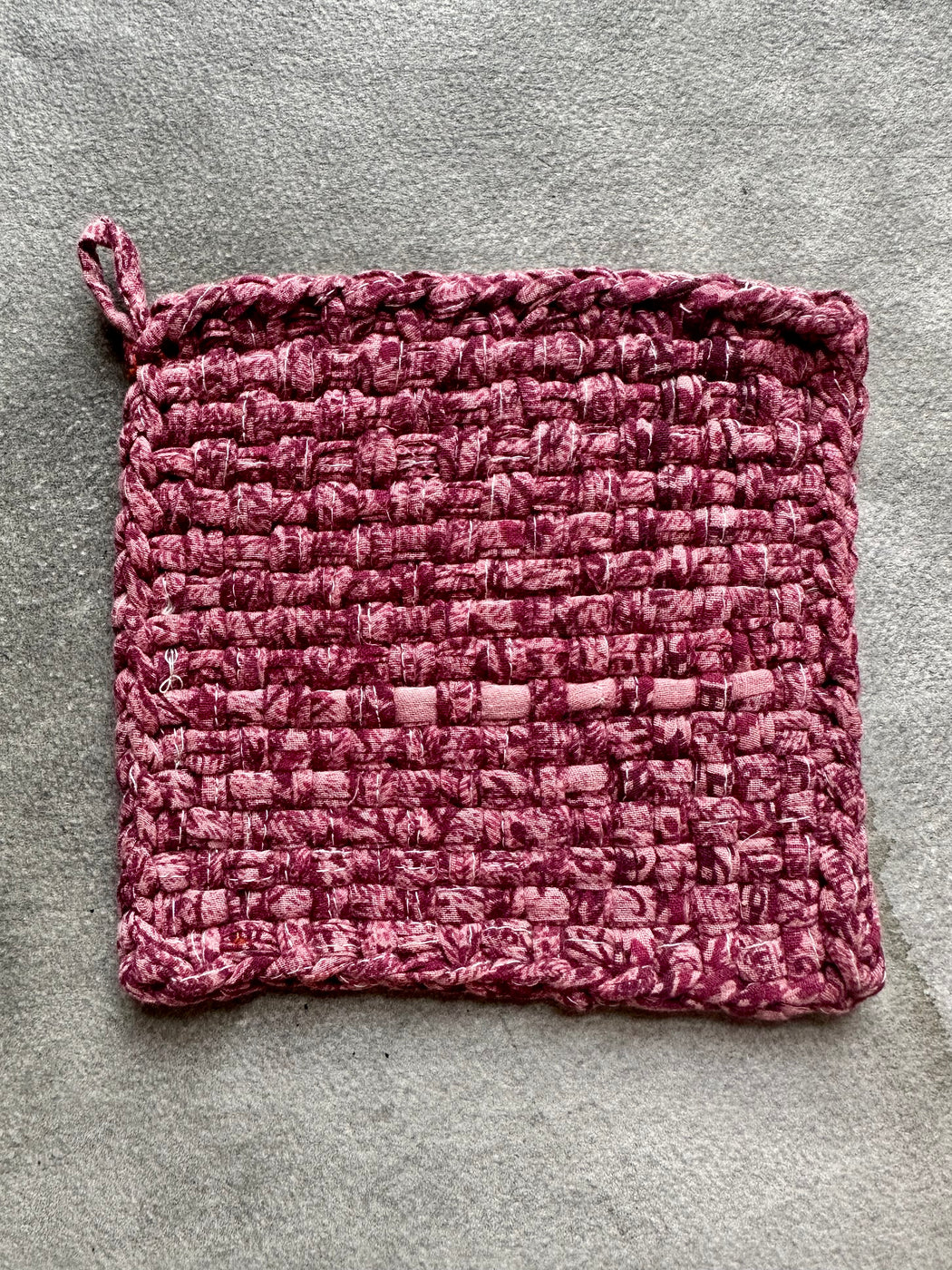 Woven Cotton Sari Potholders - Raspberry