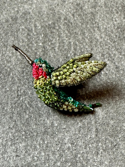 "Ruby-Throated Hummingbird" Brooch by Trovelore