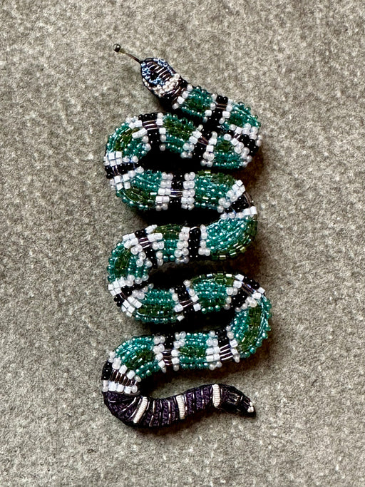 "Green Banded Snake" Brooch by Trovelore