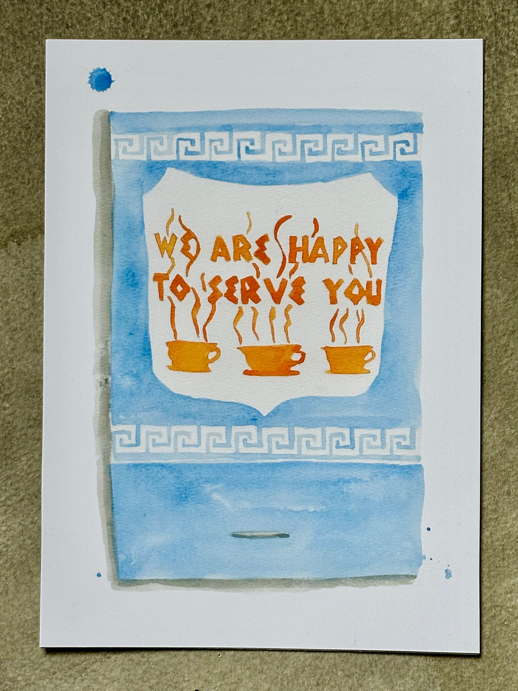 "Coffee Shop" Matchbook Watercolor Print by Jessica Rowe