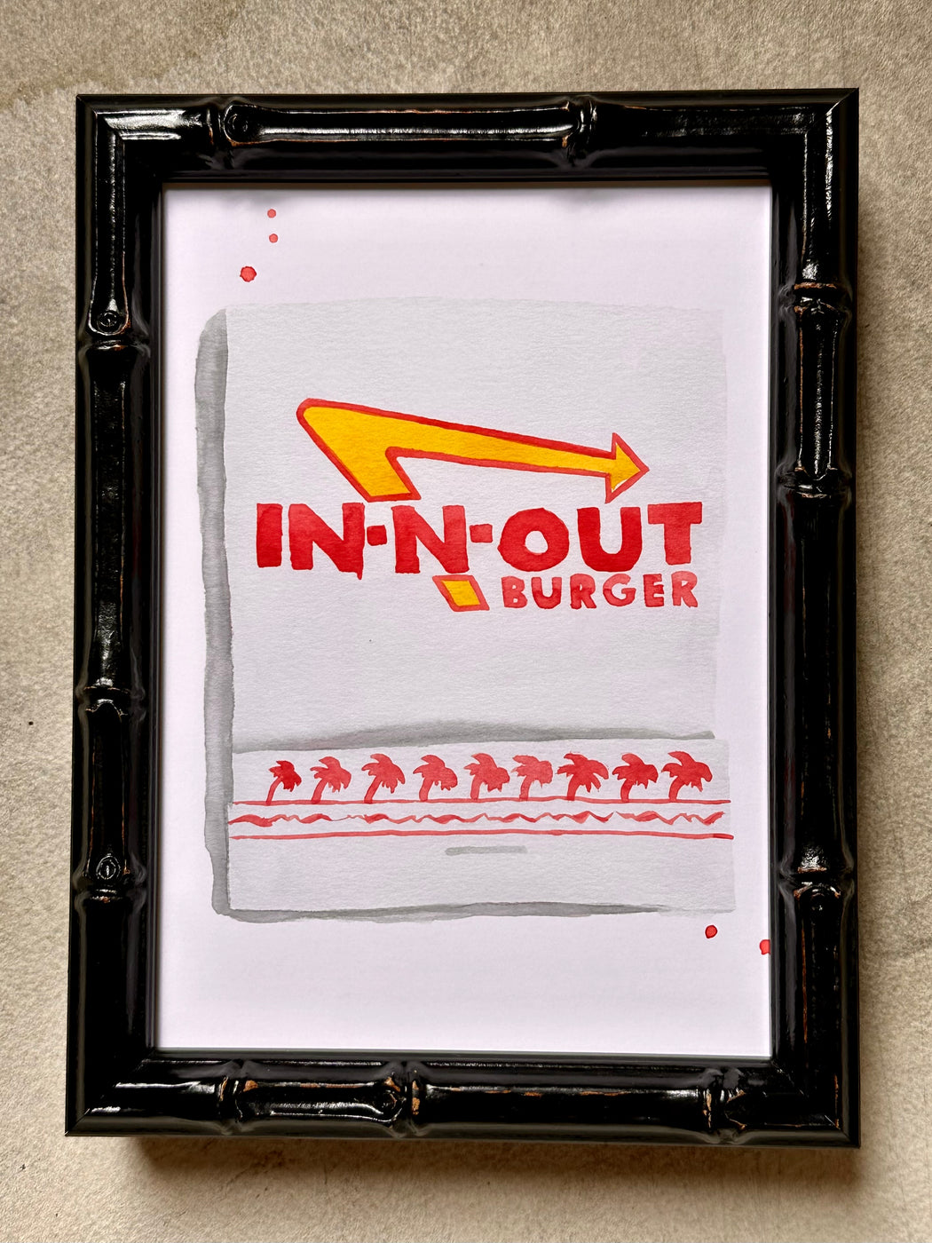 "In-N-Out Burger" Matchbook Watercolor Print by Jessica Rowe