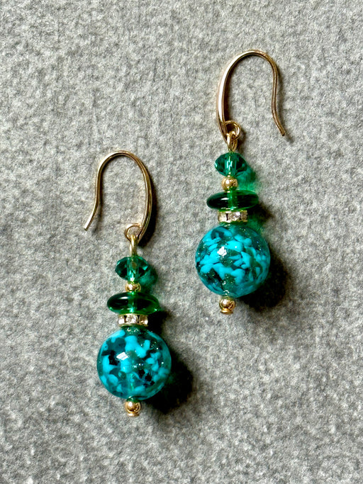Murano Glass Drop Earrings - Aqua