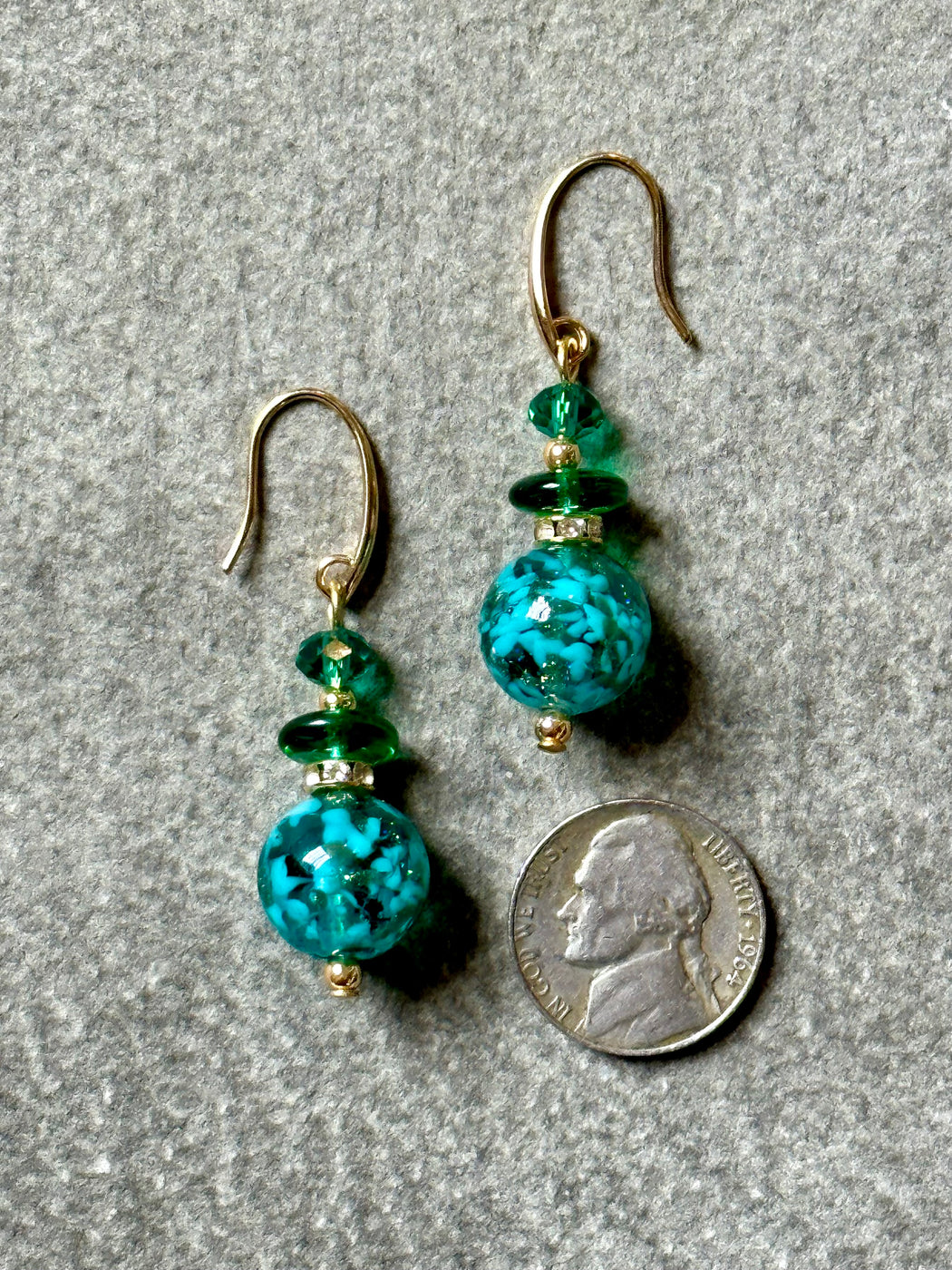 Murano Glass Drop Earrings - Aqua