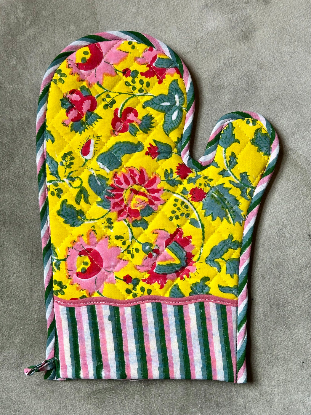 "Henney" Cotton Block-Printed Oven Mitt