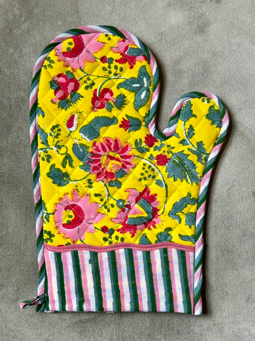 "Henney" Cotton Block-Printed Oven Mitt