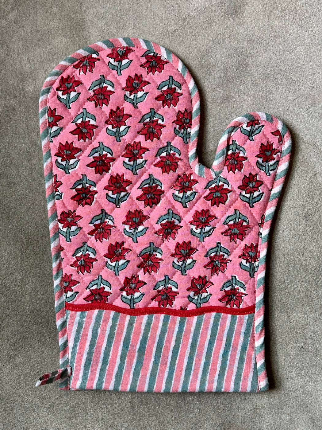"Sabrina" Cotton Block-Printed Oven Mitt