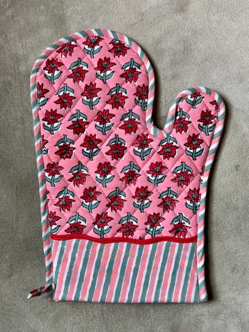 "Sabrina" Cotton Block-Printed Oven Mitt