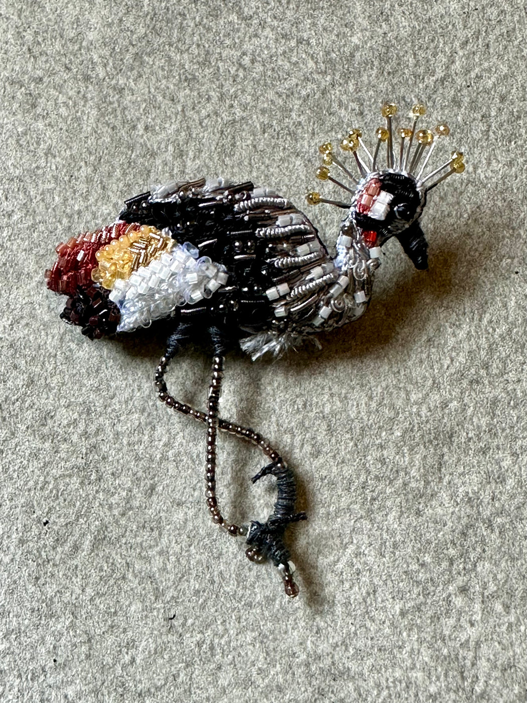 "Crowned Crane" Brooch by Trovelore