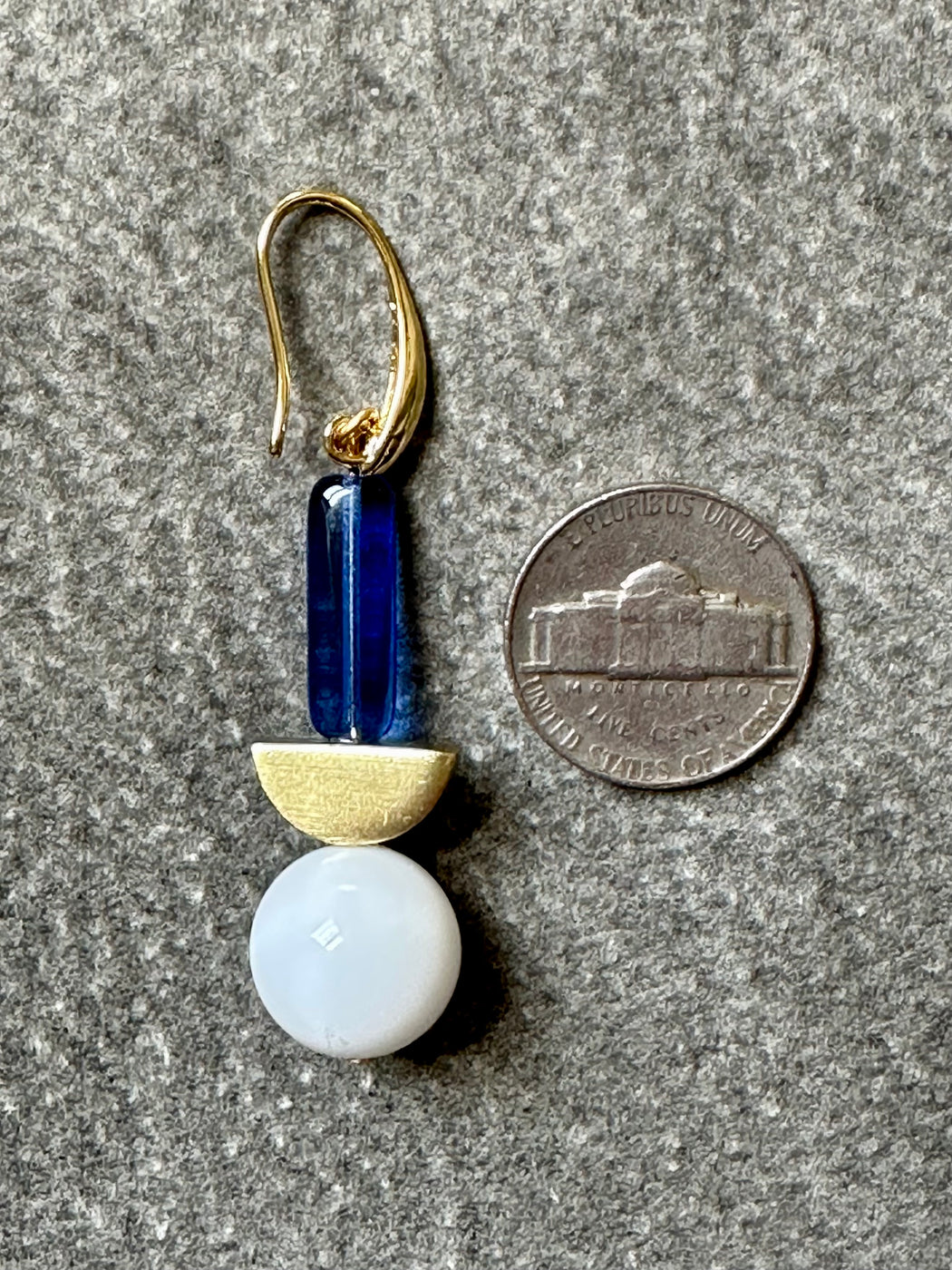 "White Resin & Blue Glass" Earrings by David Aubrey