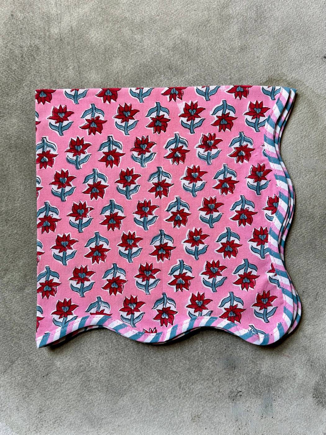"Pinks" Cotton Block-Print Napkins