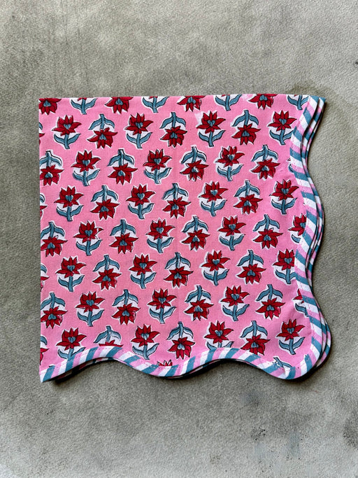"Pinks" Cotton Block-Print Napkin