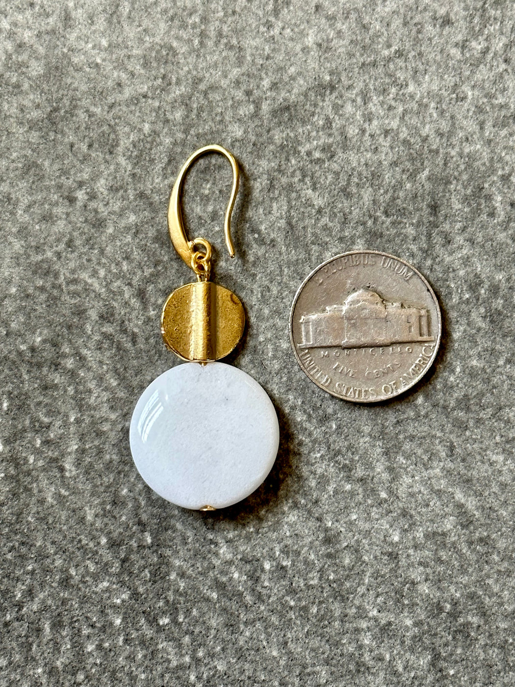 "White Agate & Brass" Earrings by David Aubrey