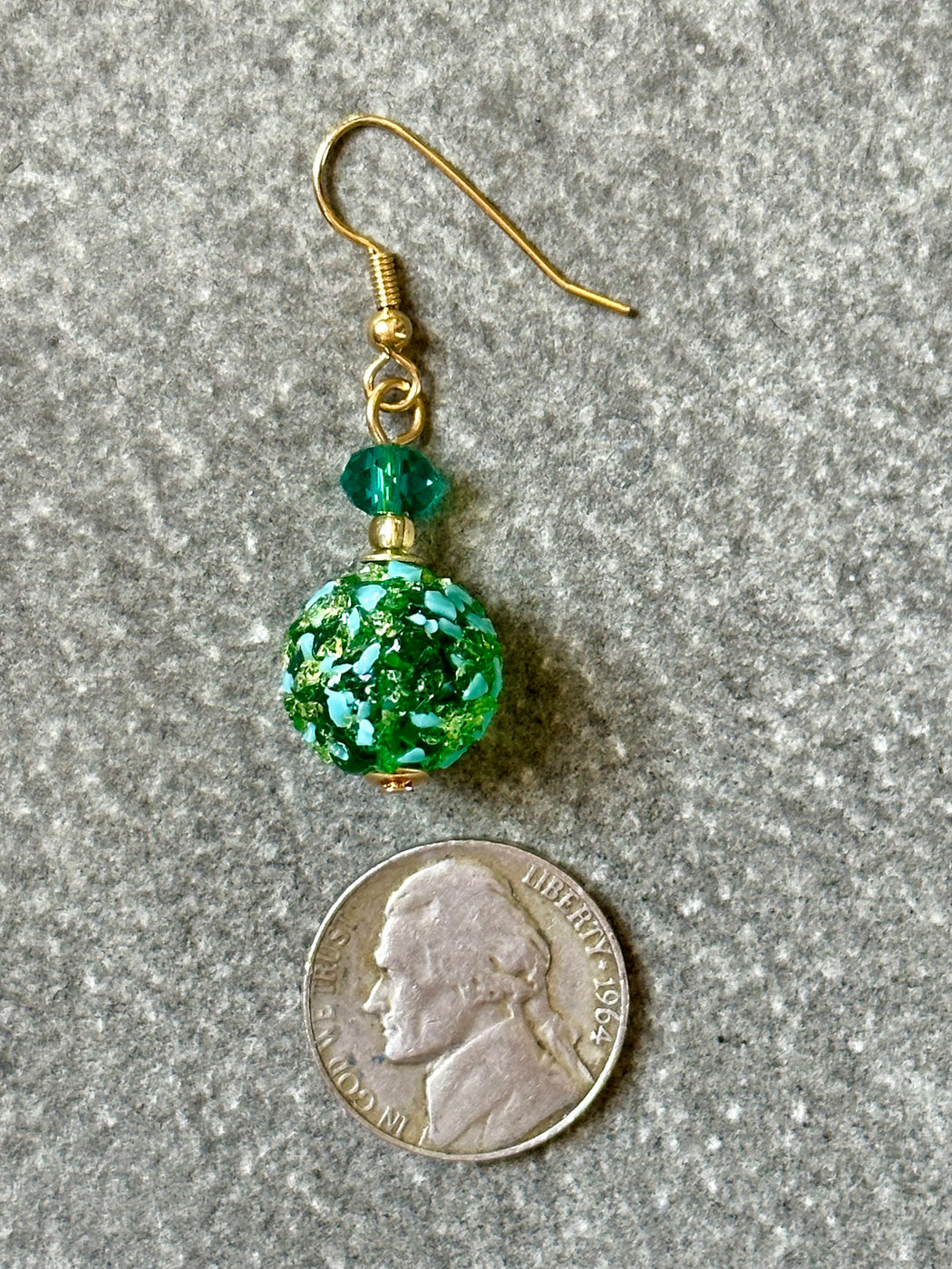 Murano Glass Drop Earrings - Green