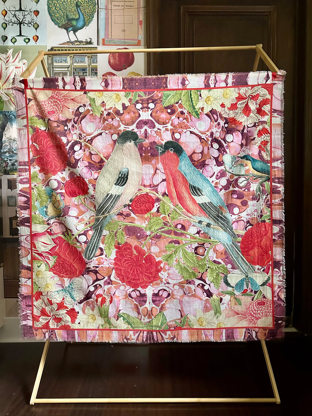 "Birds" Large Cotton Scarf by Thomas Paul