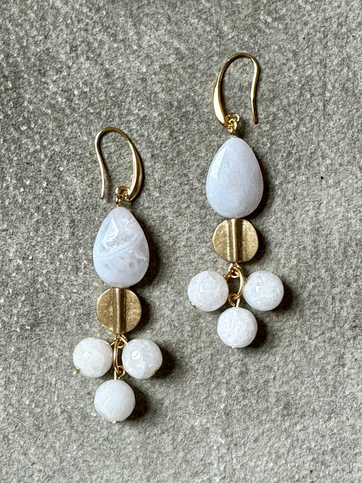 "White Agate & Jade" Earrings by David Aubrey