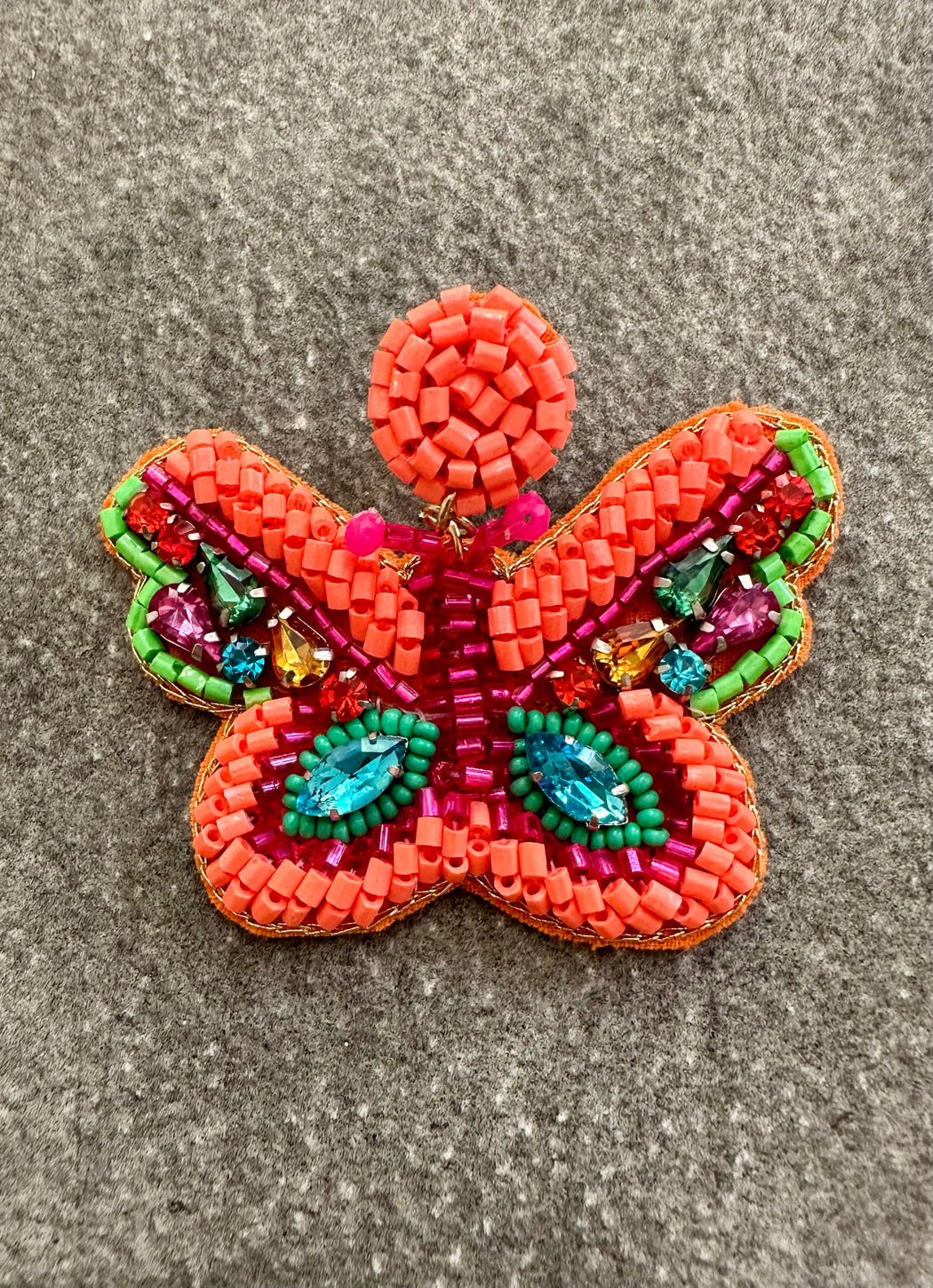 "Neon Butterfly" Beaded Earrings