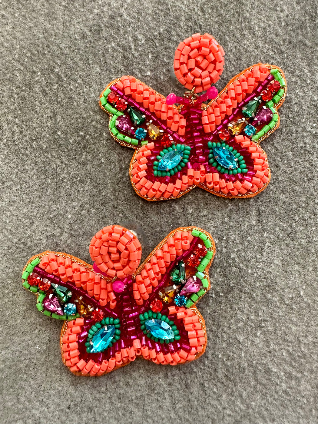 "Neon Butterfly" Beaded Earrings