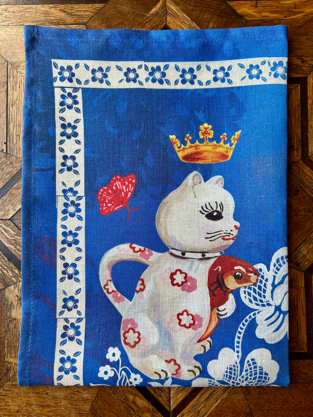 Nathalie Lete "Tea Pot Couple" Linen Tea Towel