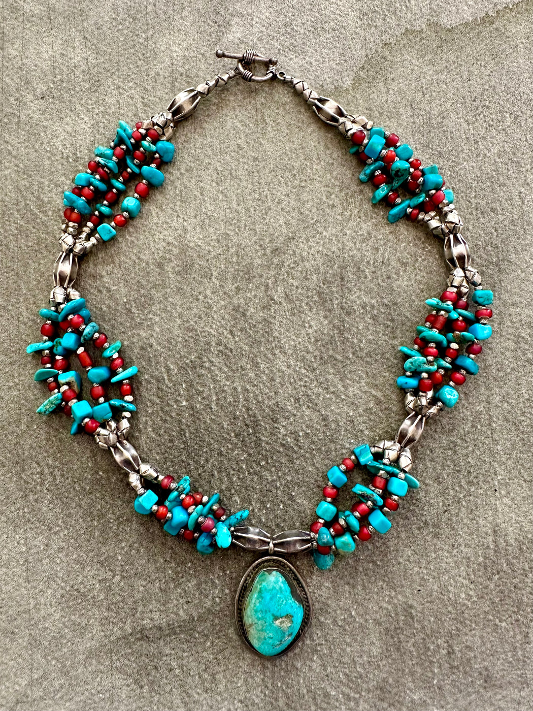 "Turquoise" Silver Necklace by Carolyn Roberts