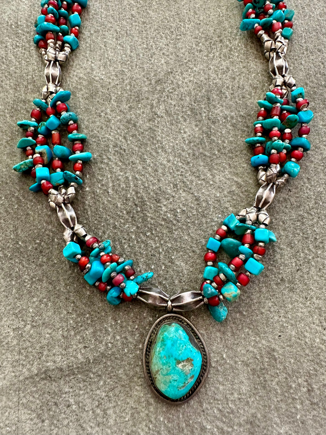 "Turquoise" Silver Necklace by Carolyn Roberts