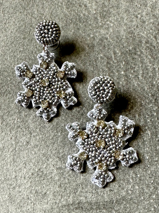 Silver "Snowflake" Beaded Earrings