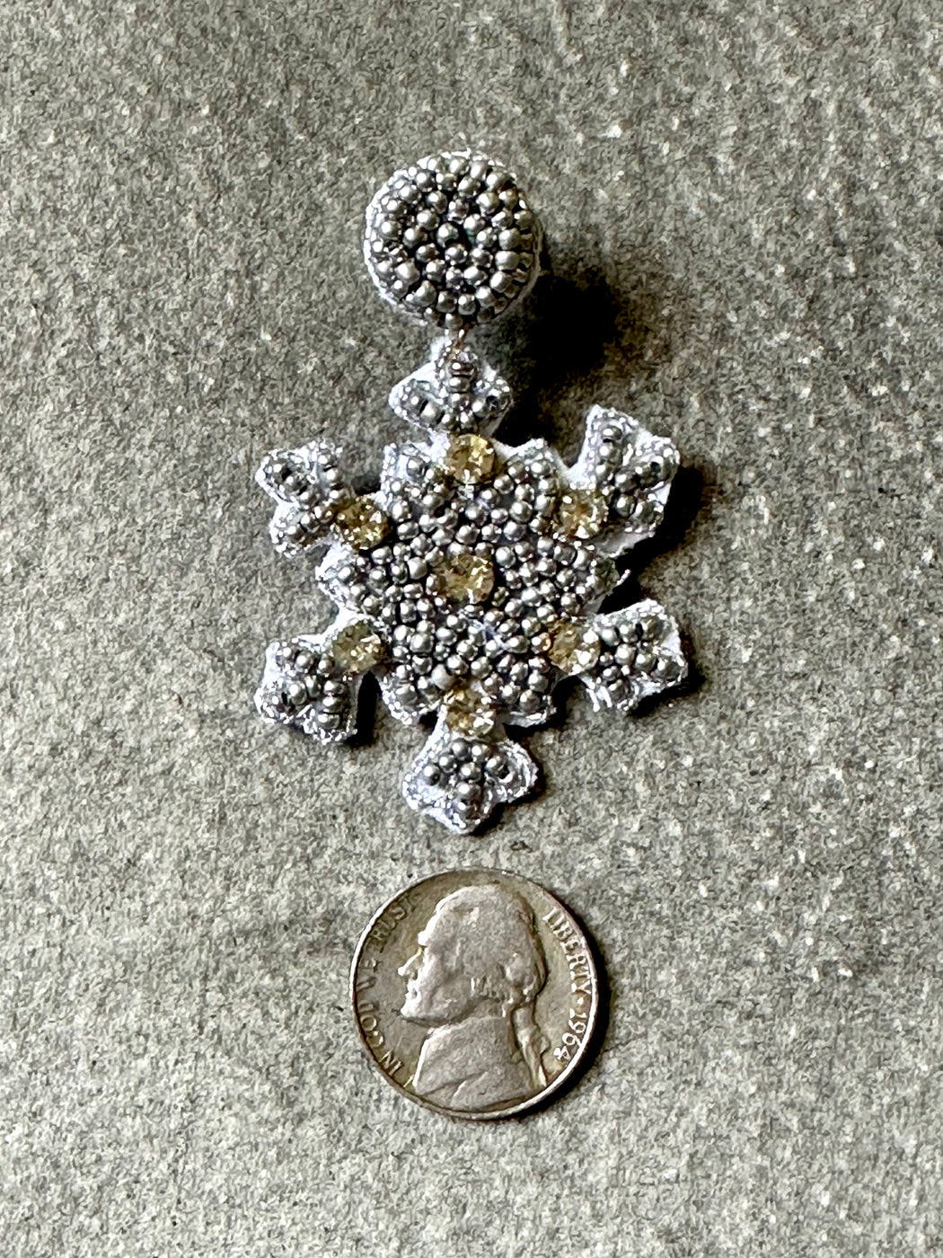 Silver "Snowflake" Beaded Earrings