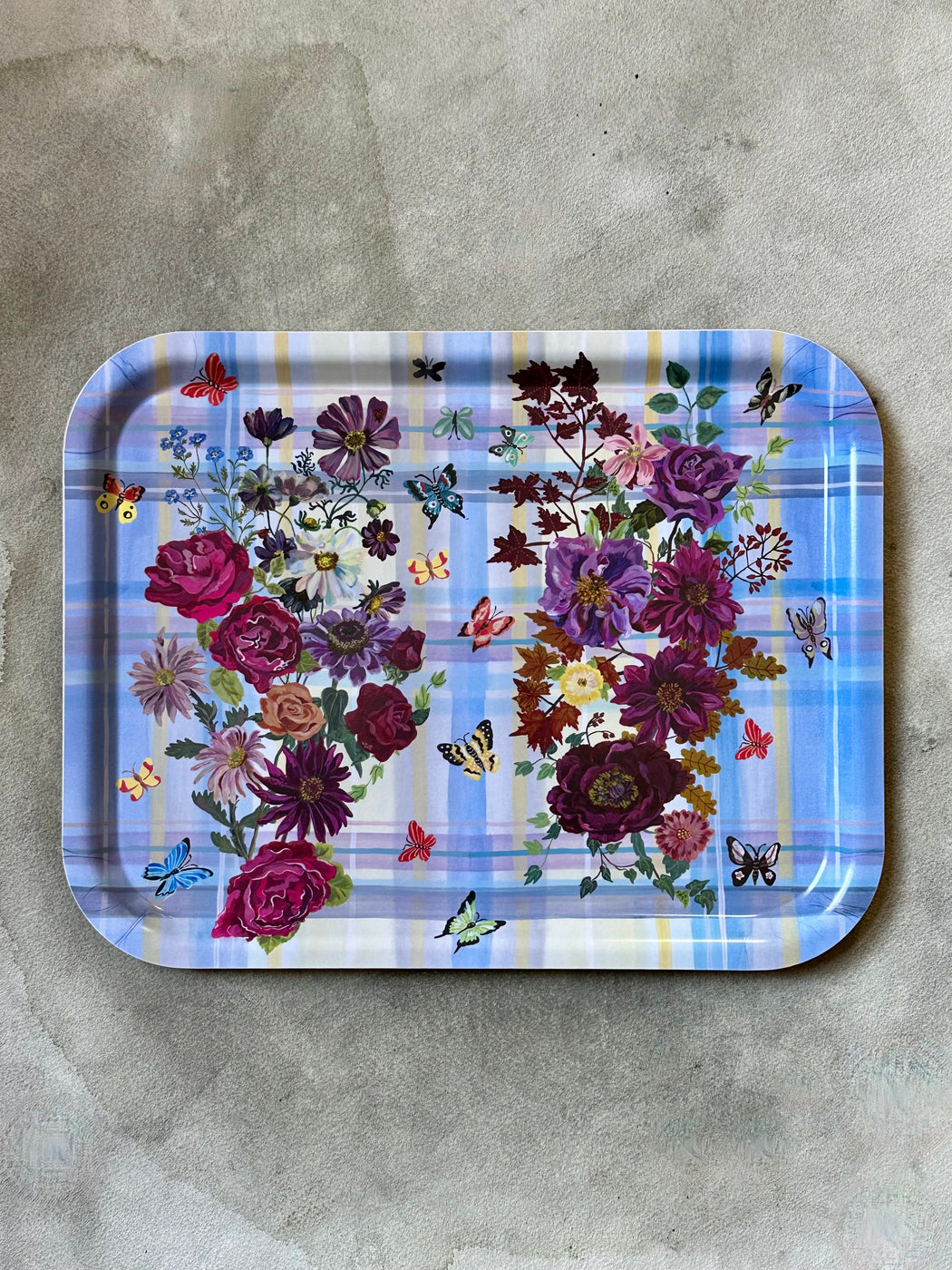Nathalie Lete "Floral Plaid" Birchwood Tray