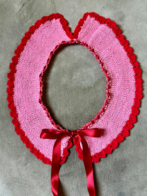 "Ribbon" Hand-Knitted Collar by Albo - Pink