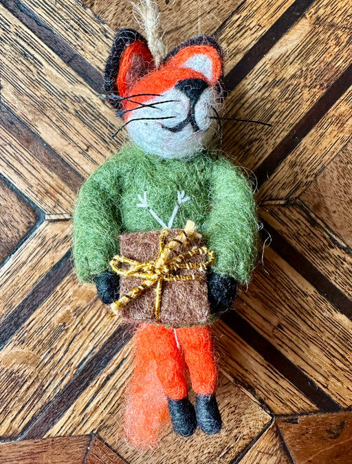 Felted "Fox" Ornament - Green
