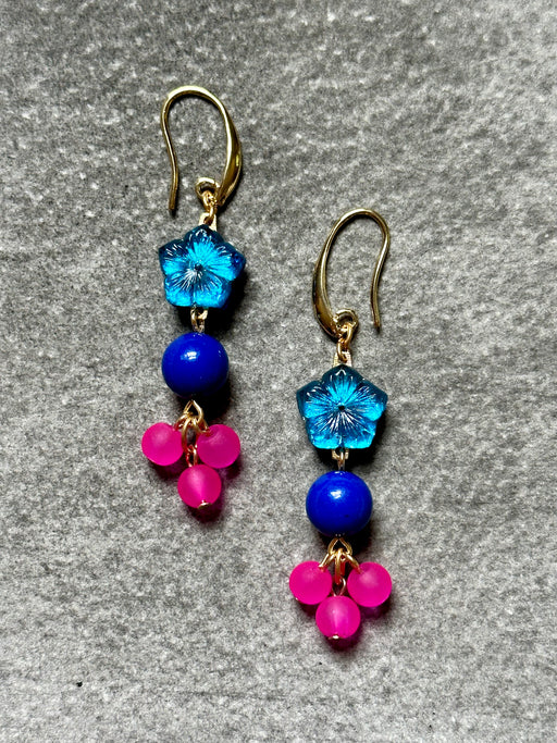 "Lapis & Vintage Glass" Earrings by David Aubrey