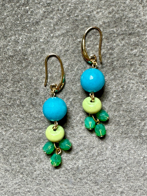 "Magnesite, Jade & Glass" Earrings by David Aubrey