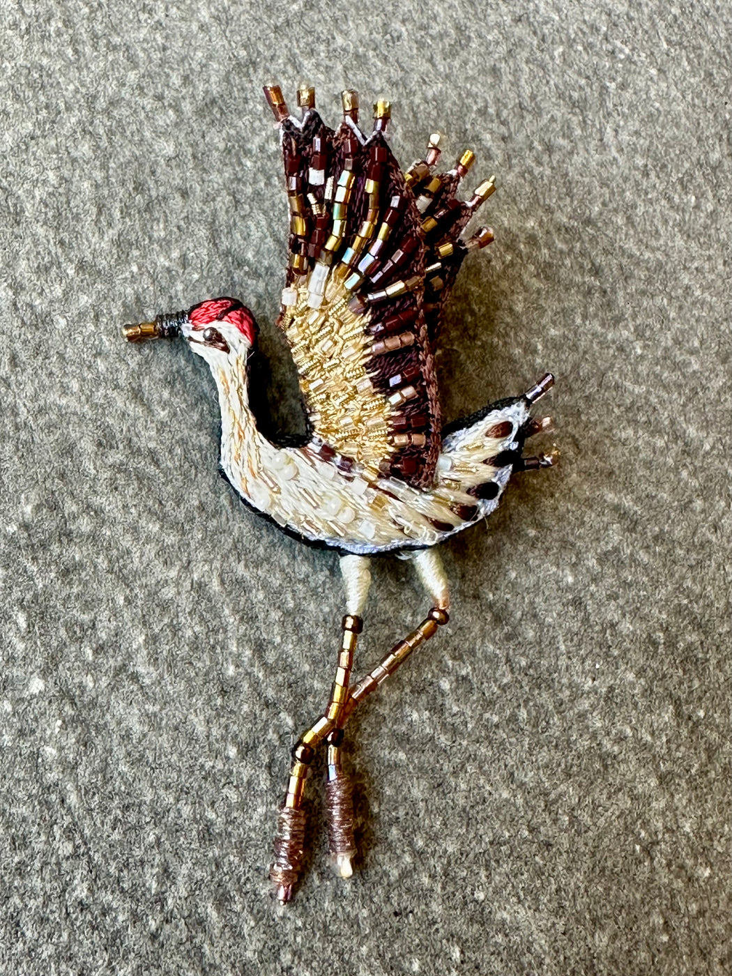 "Whooping Crane" Brooch by Trovelore