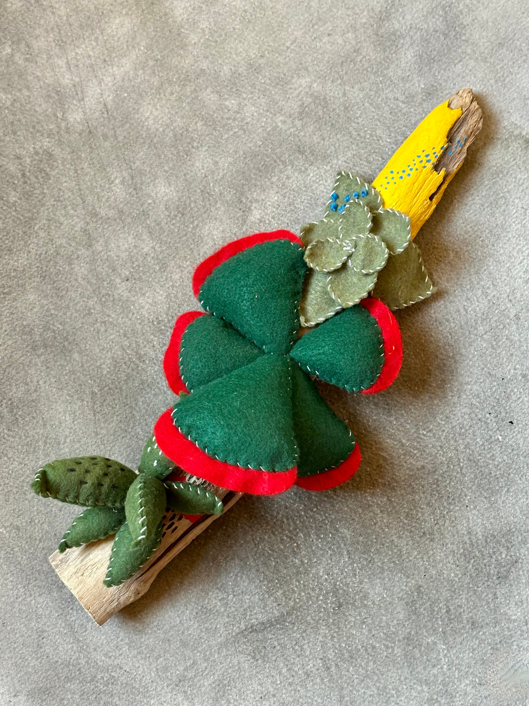 Felt and Wood "Succulent" Sculpture