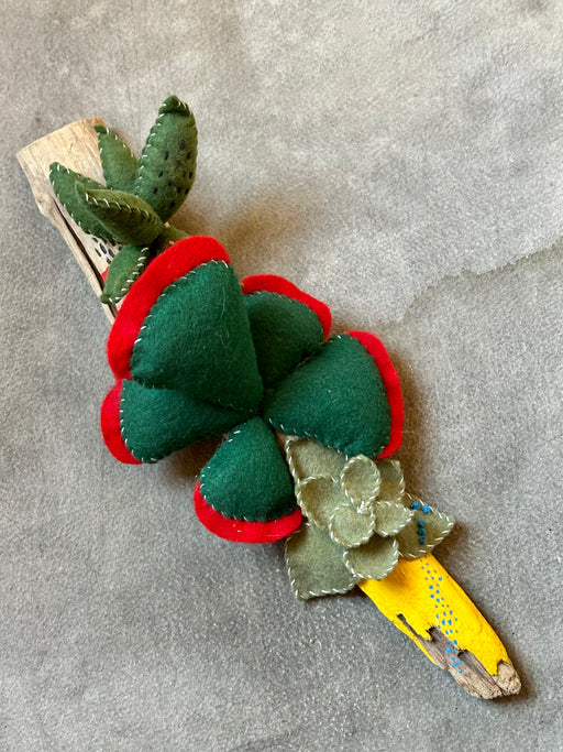 Felt and Wood "Succulent" Sculpture