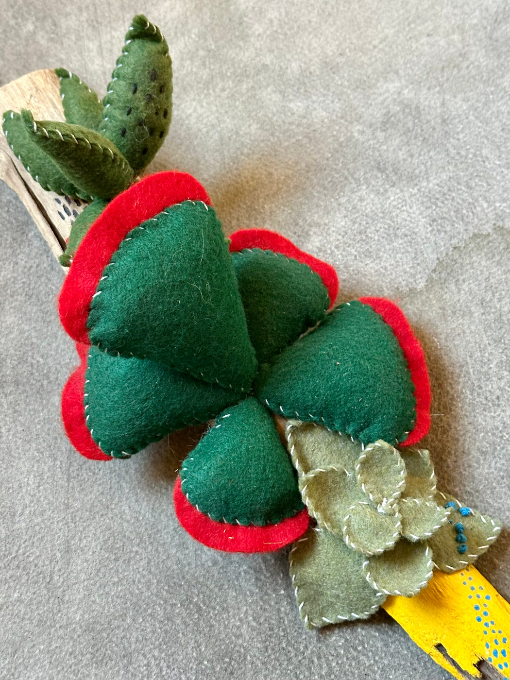 Felt and Wood "Succulent" Sculpture