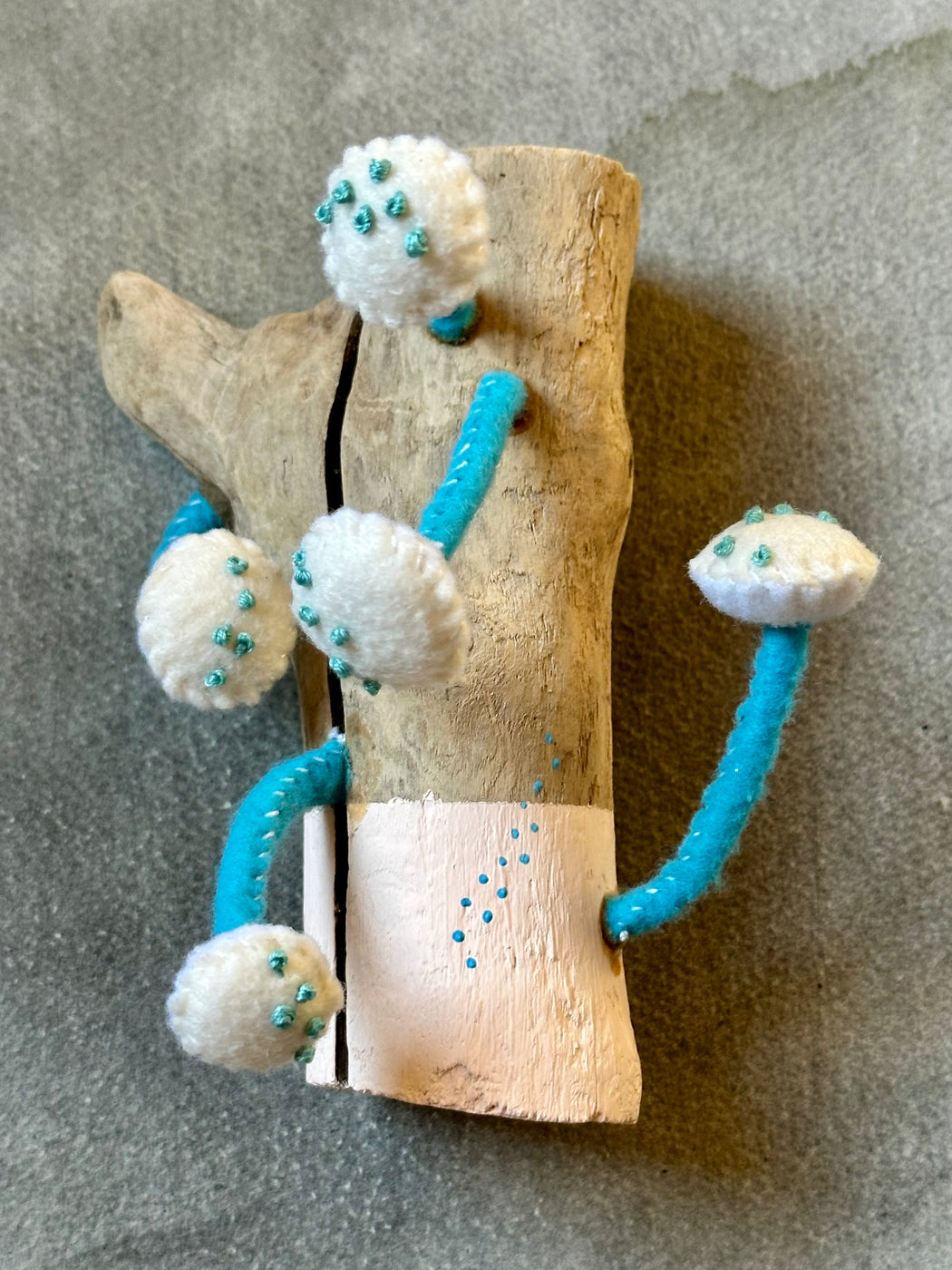 Felt and Wood "Mushroom" Sculpture