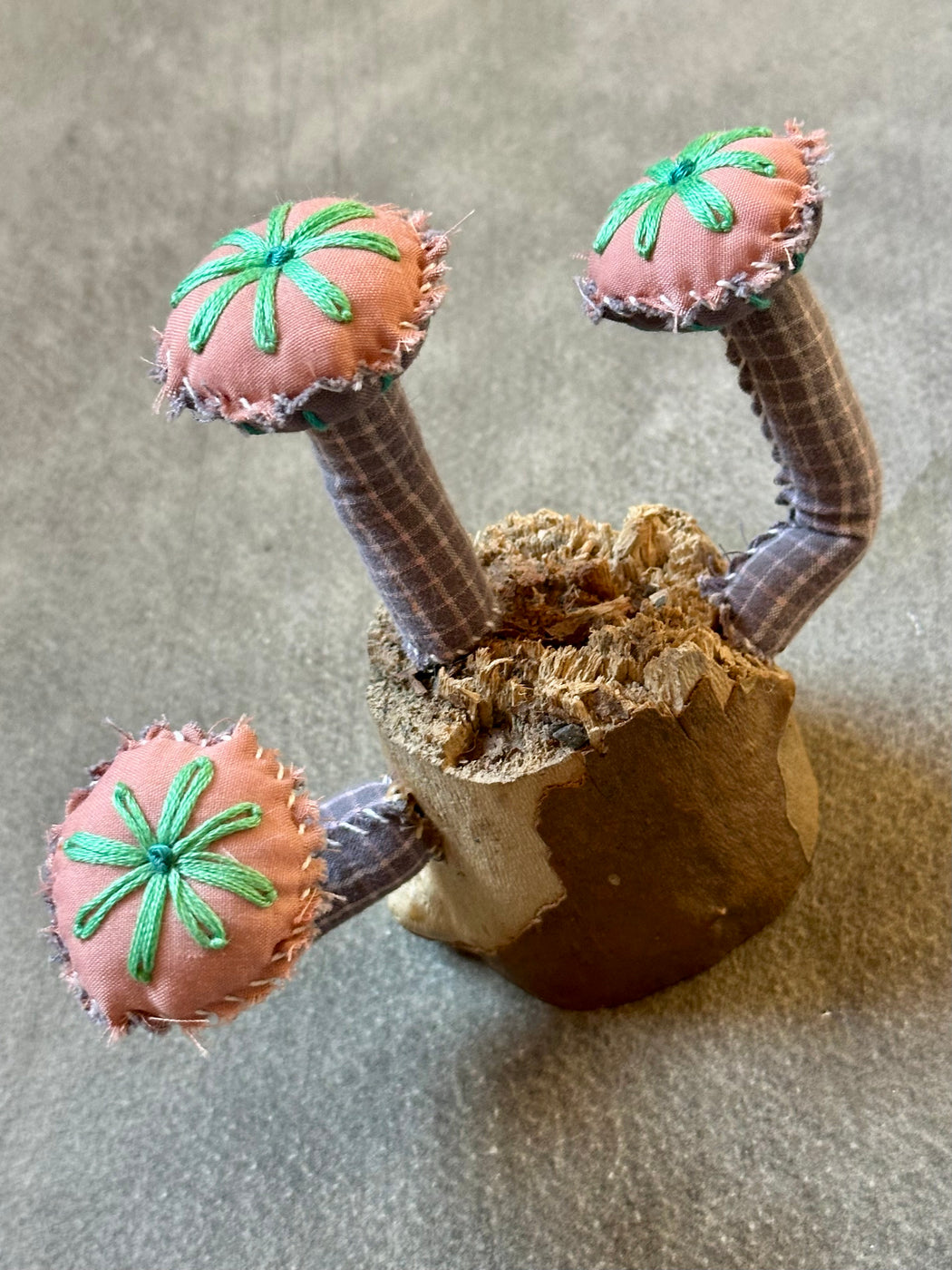 Felt and Wood "Mushroom" Sculpture