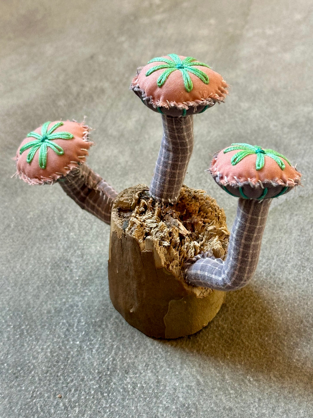 Felt and Wood "Mushroom" Sculpture