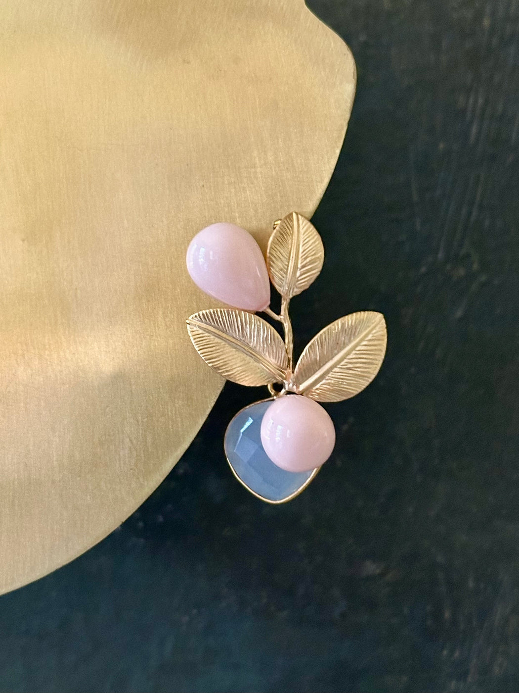 "Foliage" Pink Coral Earrings