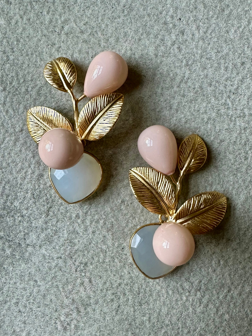 "Foliage" Pink Coral Earrings