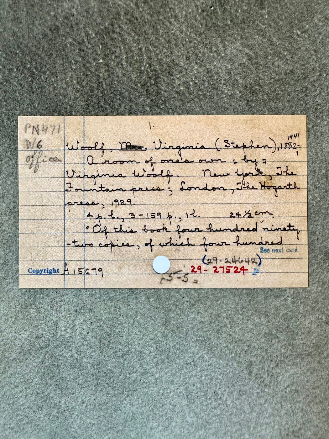 "Card Catalog" Note Cards