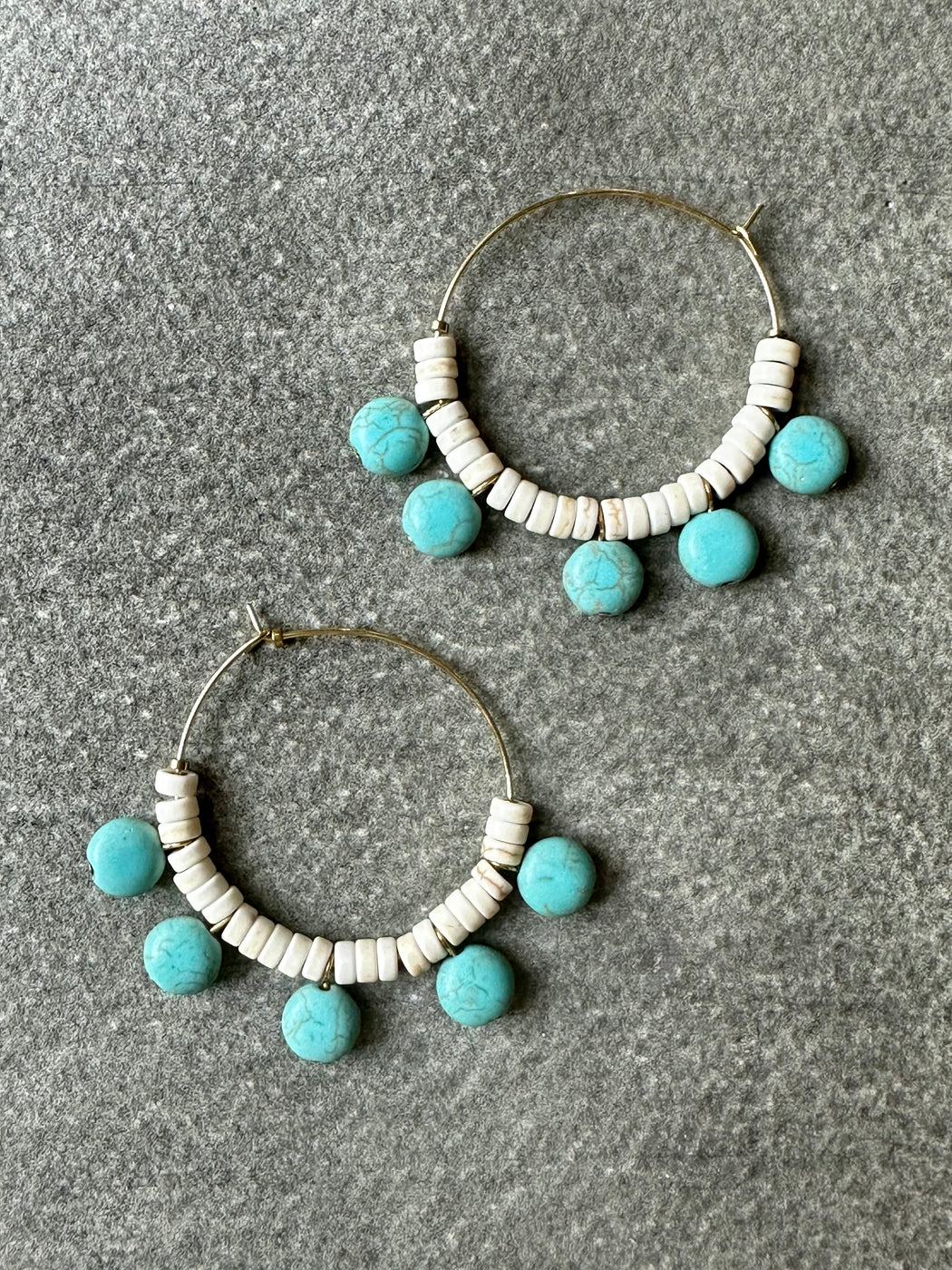 "Turquoise & White" Hoop Earrings by David Aubrey