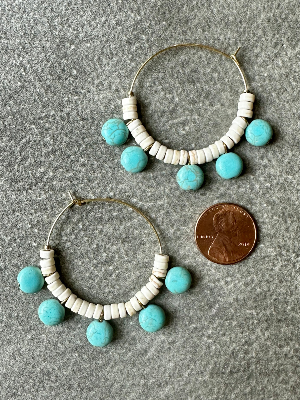 "Turquoise & White" Hoop Earrings by David Aubrey