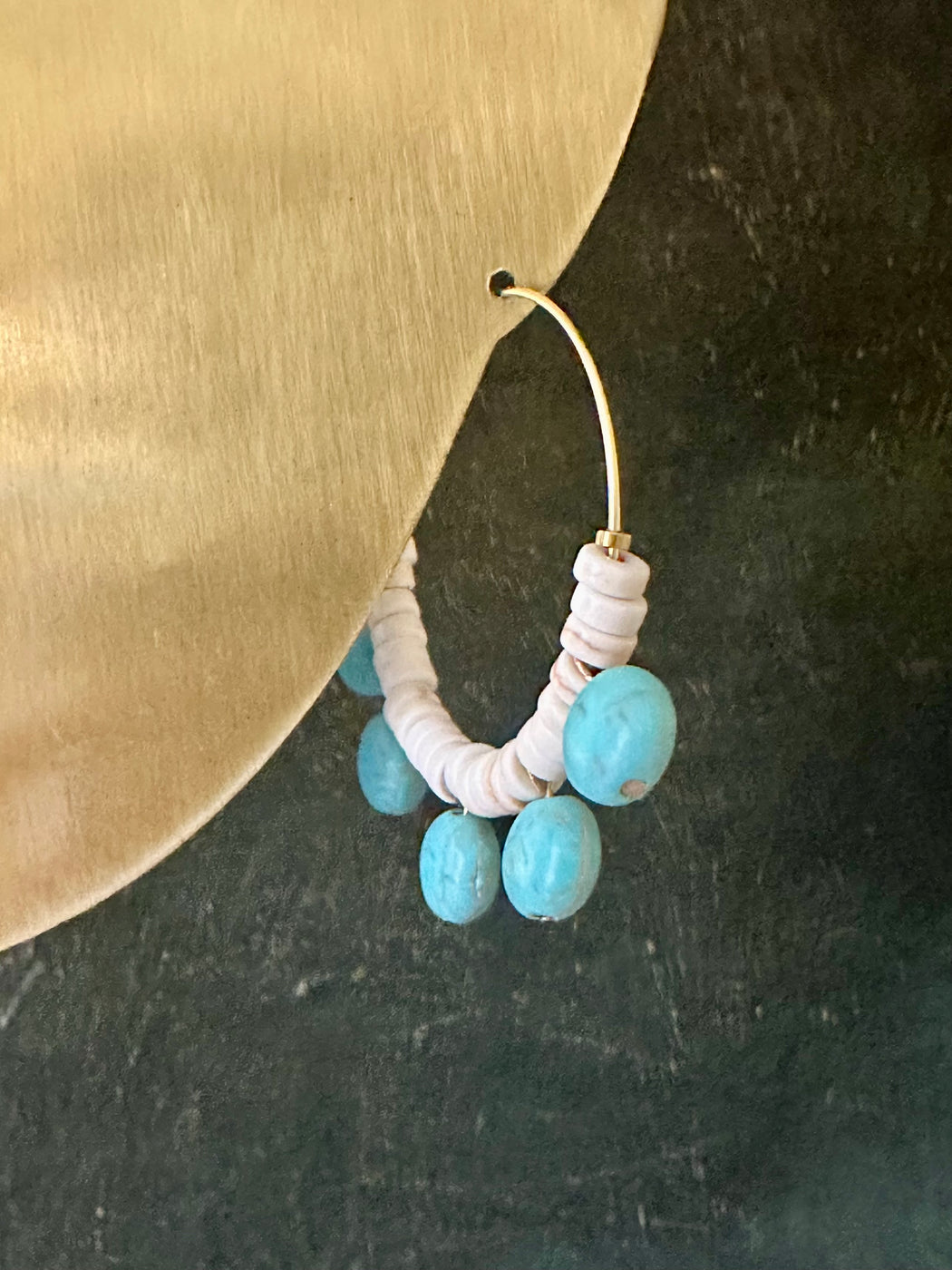 "Turquoise & White" Hoop Earrings by David Aubrey