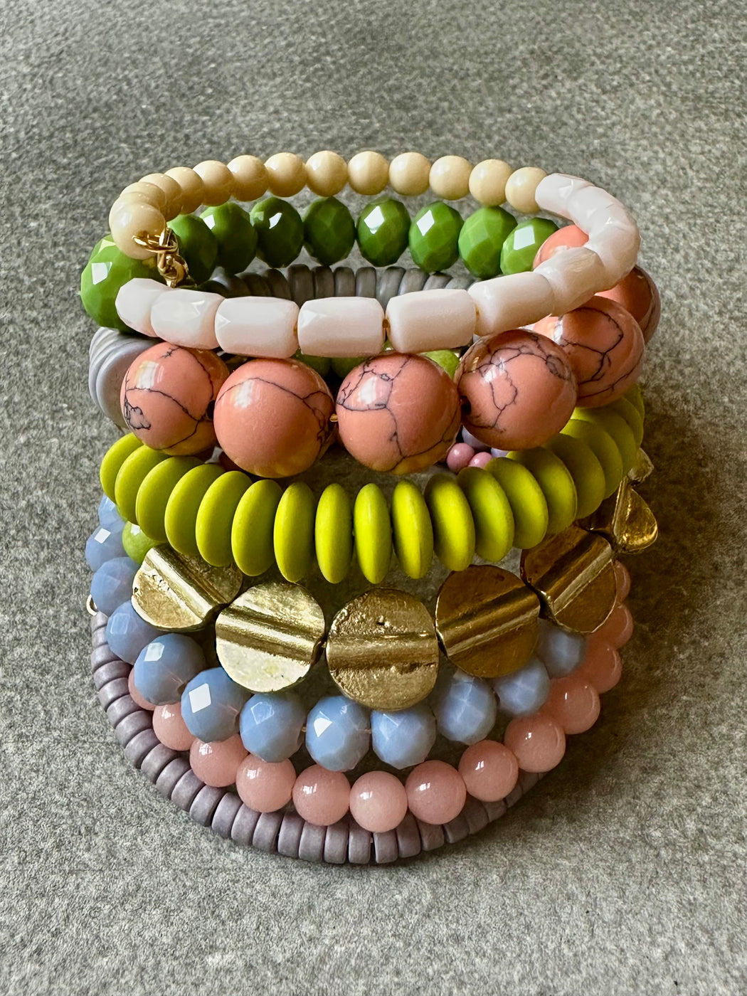 "Coral & Chartreuse" Wrap Bracelet by David Aubrey