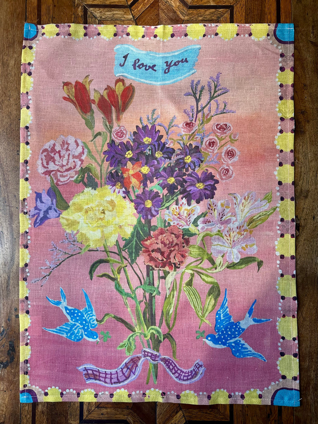 Nathalie Lete "I Love You" Linen Tea Towel